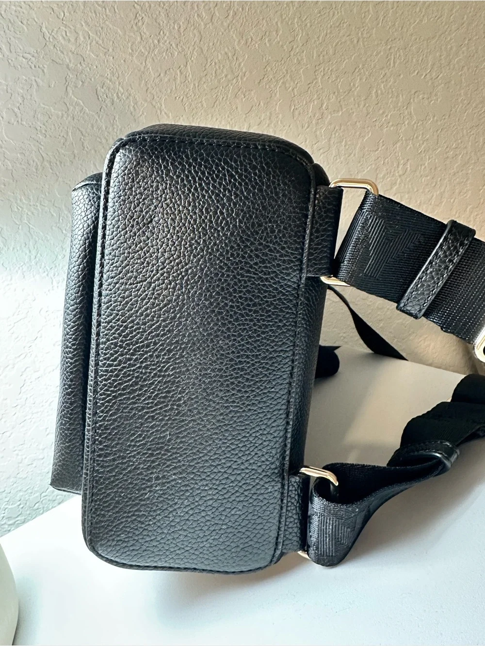 DKNY Black Pebbled Leather Mini Backpack with Gold Hardware - Picture 4 of 7
